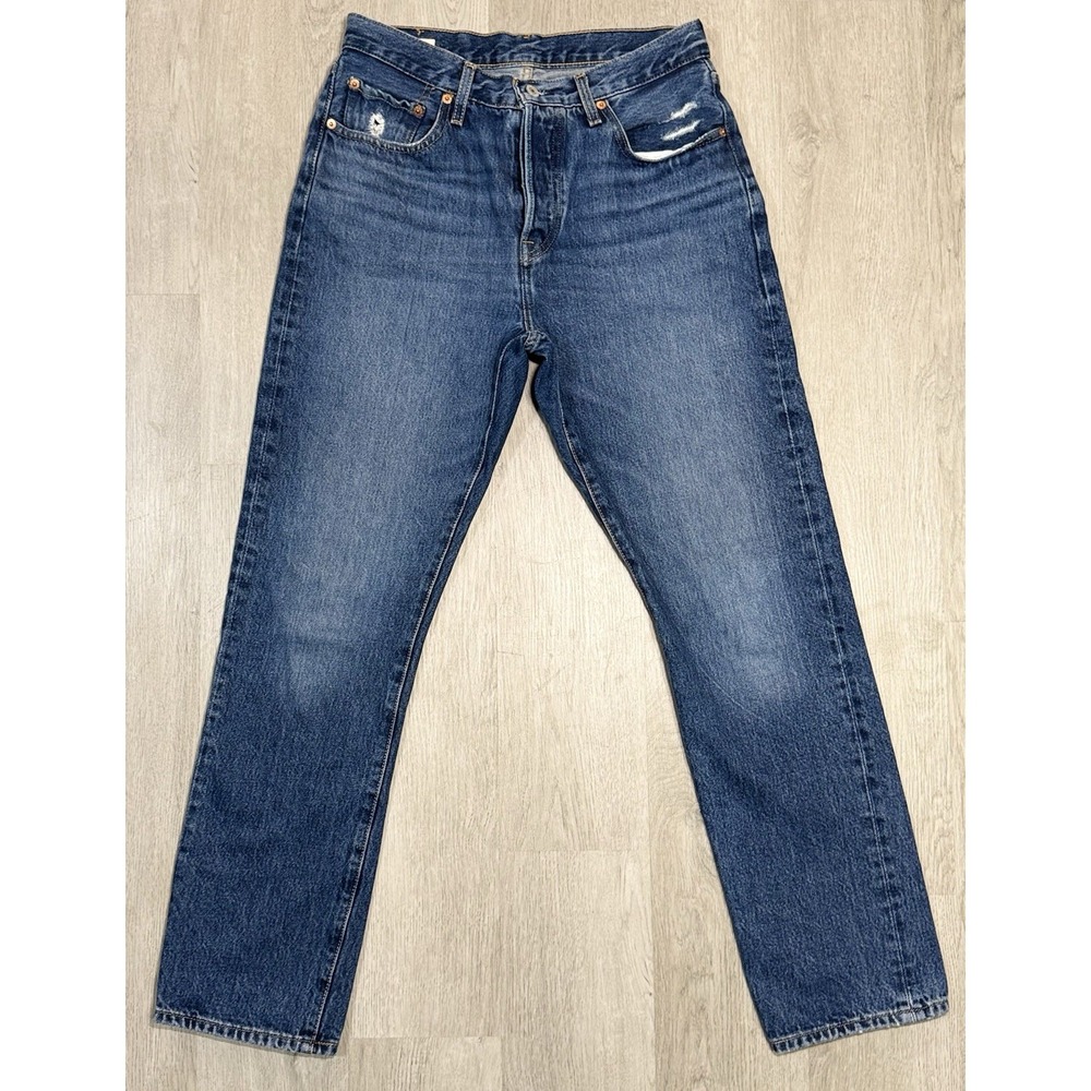 Levis 501 Jeans Mens 28x30 Big E Blue Straight Leg Button Fly Premium Denim